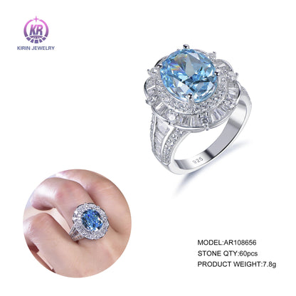 New trend sapphire stone diamond ring 925 sterling silver ring jewelry for women custom engagement wedding rings Kirin Jewelry