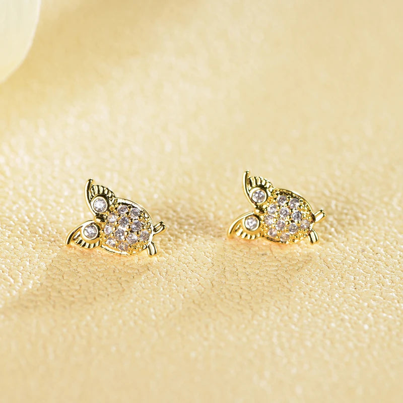 Owl animal earrings gold-plated zirconia cute jewelry custom color earrings Kirin Jewelry