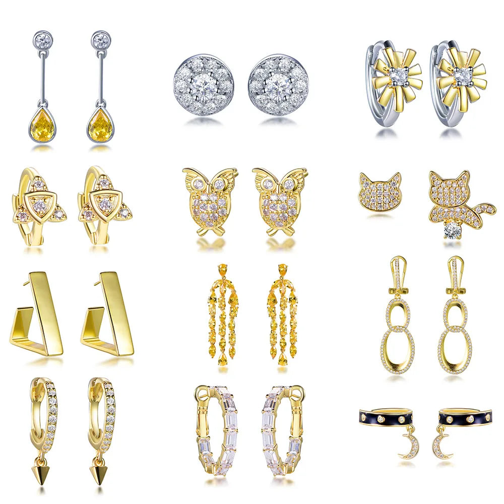 Owl animal earrings gold-plated zirconia cute jewelry custom color earrings Kirin Jewelry