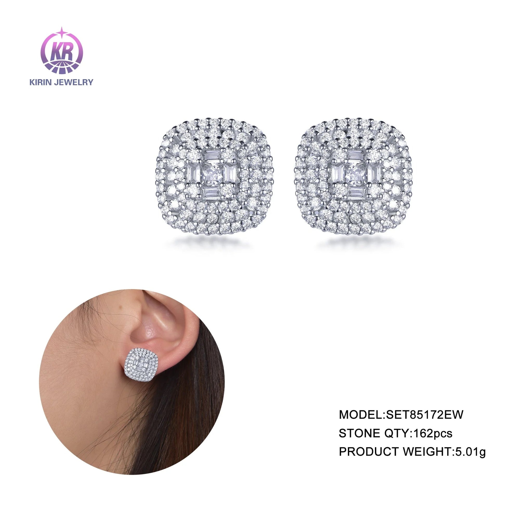 Pave CZ Crystal Earring Jewelry female 925 Sterling Silver Earring Stud for Girls Women Huggie Earrings Kirin Jewelry