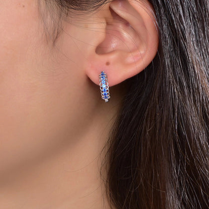 Pendiente de arete 925 sterling silver earrings arete de plata blue spinel gem huggie hoop earrings Kirin Jewelry