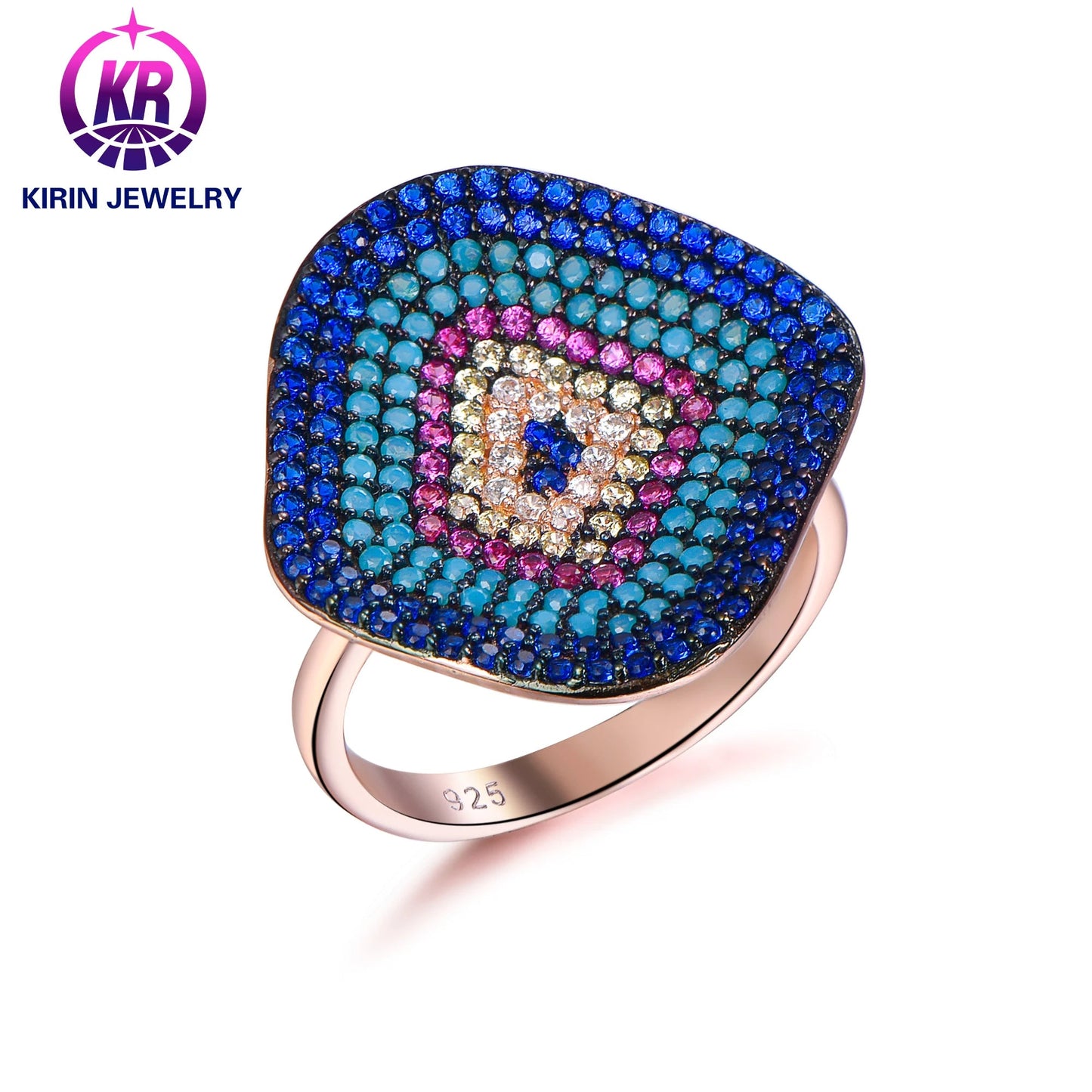 Premium Custom HipHop Full Set Zircon Full Diamond Wedding Couple Ring Fashion Charm Fine Jewelry Ring wholesale Kirin Jewelry