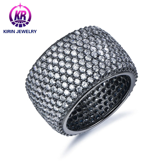 Professional Custom Hip Hop Jewelry 925 Sterling Silver 3A Cubic Zirconia Diamond Black Engagement Rings For Women Men Kirin Jewelry