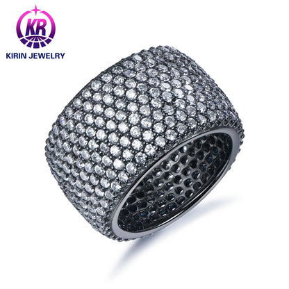 Professional Custom Hip Hop Jewelry 925 Sterling Silver 3A Cubic Zirconia Diamond Black Engagement Rings For Women Men Kirin Jewelry