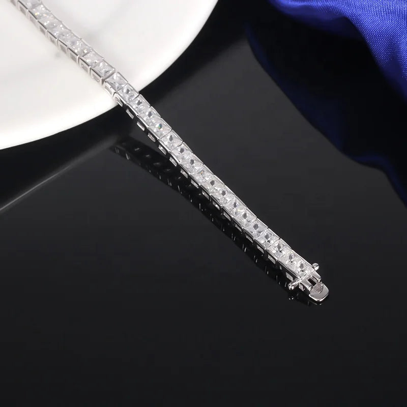 Pulsera de tenis Square Zircon Tennis Chain Bracelet Hip hop CZ Jewelry 925 Silver Men Tennis Bracelet Kirin Jewelry