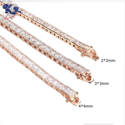 Pulsera de tenis Square Zircon Tennis Chain Bracelet Hip hop CZ Jewelry 925 Silver Men Tennis Bracelet Kirin Jewelry