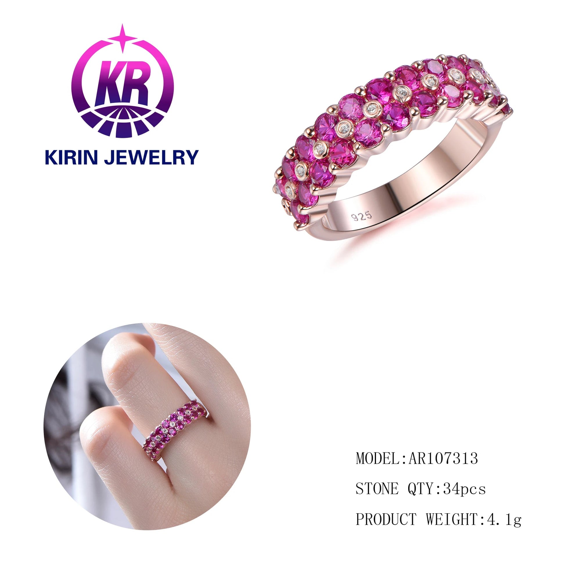 Purple Diamond Anniversary Ring 925 Sterling Silver Women Wedding Engagement Cubic Zirconia Cz Diamond Women Ring Kirin Jewelry