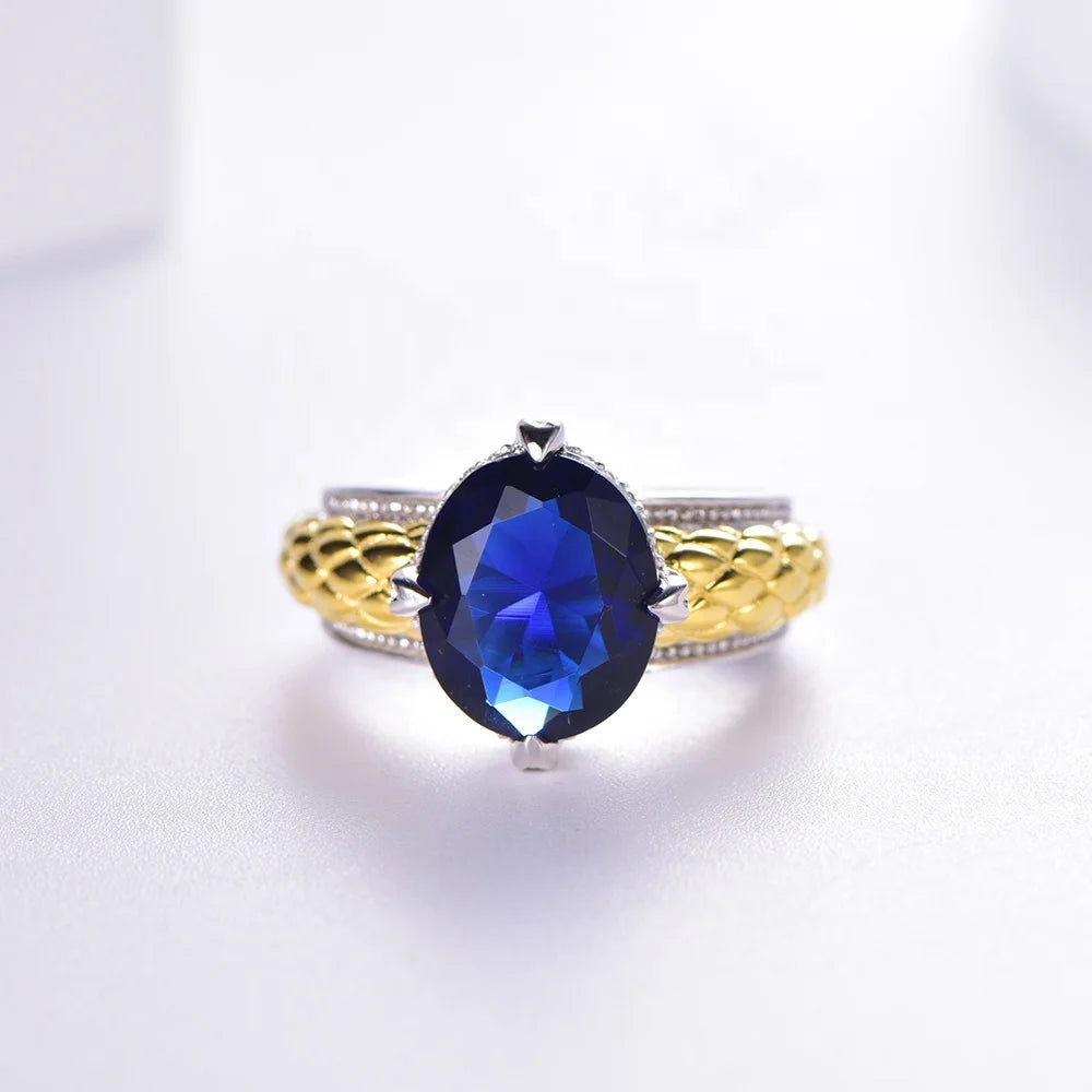 Real 18k Gold Natural Aquamarine Diamond Ring Jewelry Oval Seablue Gem Fashion Engagement Rings for Women Kirin Jewelry