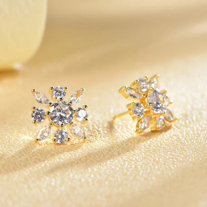 Romantic snowflake zircon earrings delicate crystal design earrings 925 silver custom jewelry Kirin Jewelry