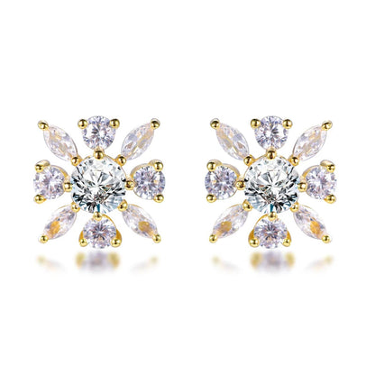 Romantic snowflake zircon earrings delicate crystal design earrings 925 silver custom jewelry Kirin Jewelry