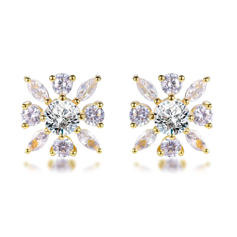 Romantic snowflake zircon earrings delicate crystal design earrings 925 silver custom jewelry Kirin Jewelry