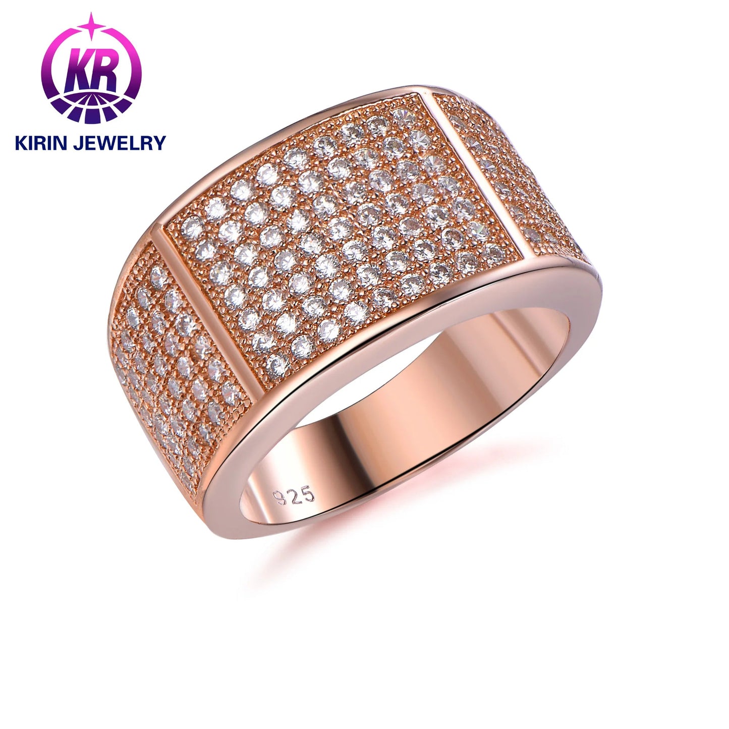 Rose Gold Plated Cubic Zirconia Simulated Diamond Wide Cluster Engagement Rings for Women