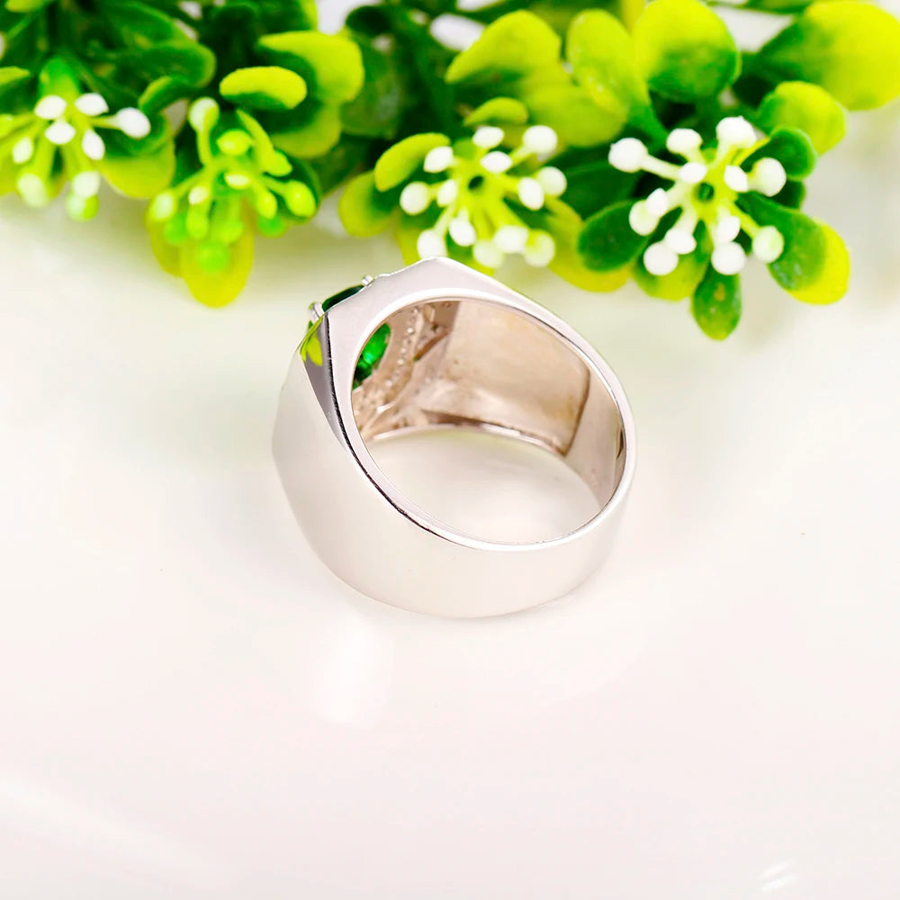 Rose Gold Ring Wholesale White Gold Green Stone Emerald Diamond Ring Wedding Fashion Jewelry 925 Sterling Silver Ring Kirin Jewelry