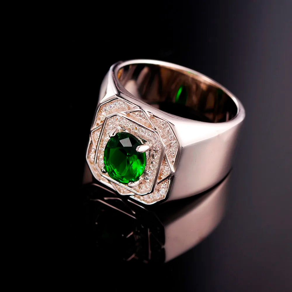 Rose Gold Ring Wholesale White Gold Green Stone Emerald Diamond Ring Wedding Fashion Jewelry 925 Sterling Silver Ring Kirin Jewelry