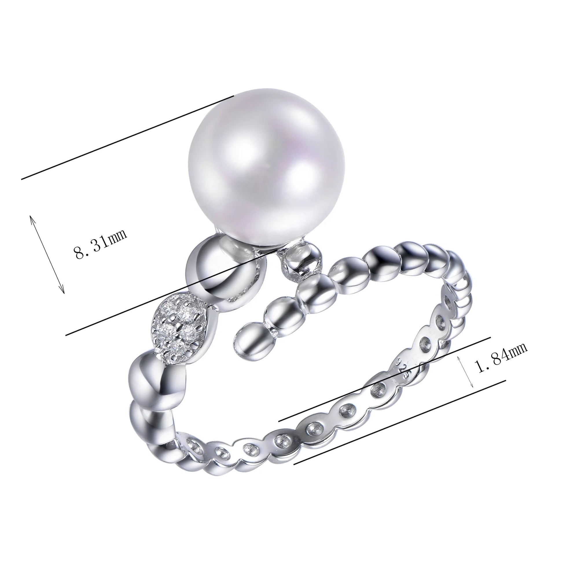 Rose gold sterling silver pearl ring jewelry women set finger diy large freshwater pearls rings rose gold white pearl ring Kirin Jewelry