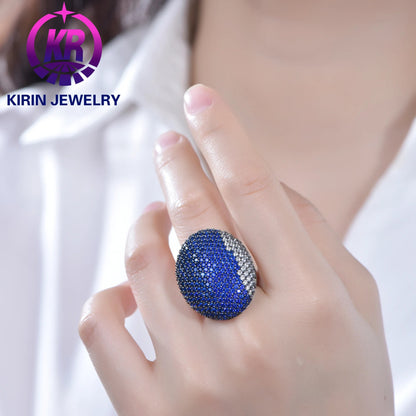 S925 Sterling Silver oval Rings Exquisite Shiny Full Diamond Rings for Women Engagement Jewelry Manufacturer Kirin Jewelry