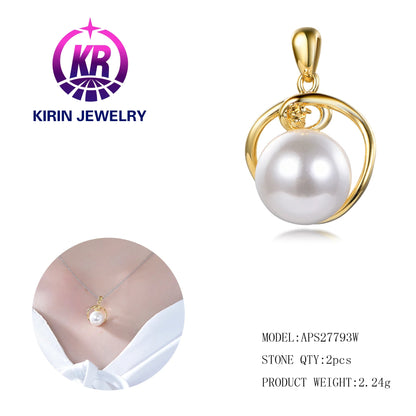 pearl cubic zirconia necklace s925 silver Gold Plated engagement necklace Kirin Jewelry APS27793W