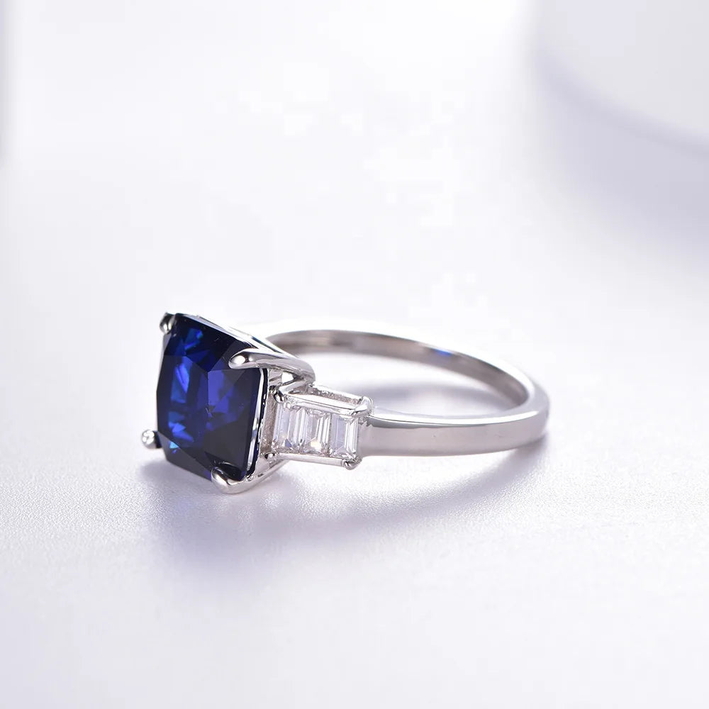 Classic 925 blue gemstone rings for women blue diamond ring