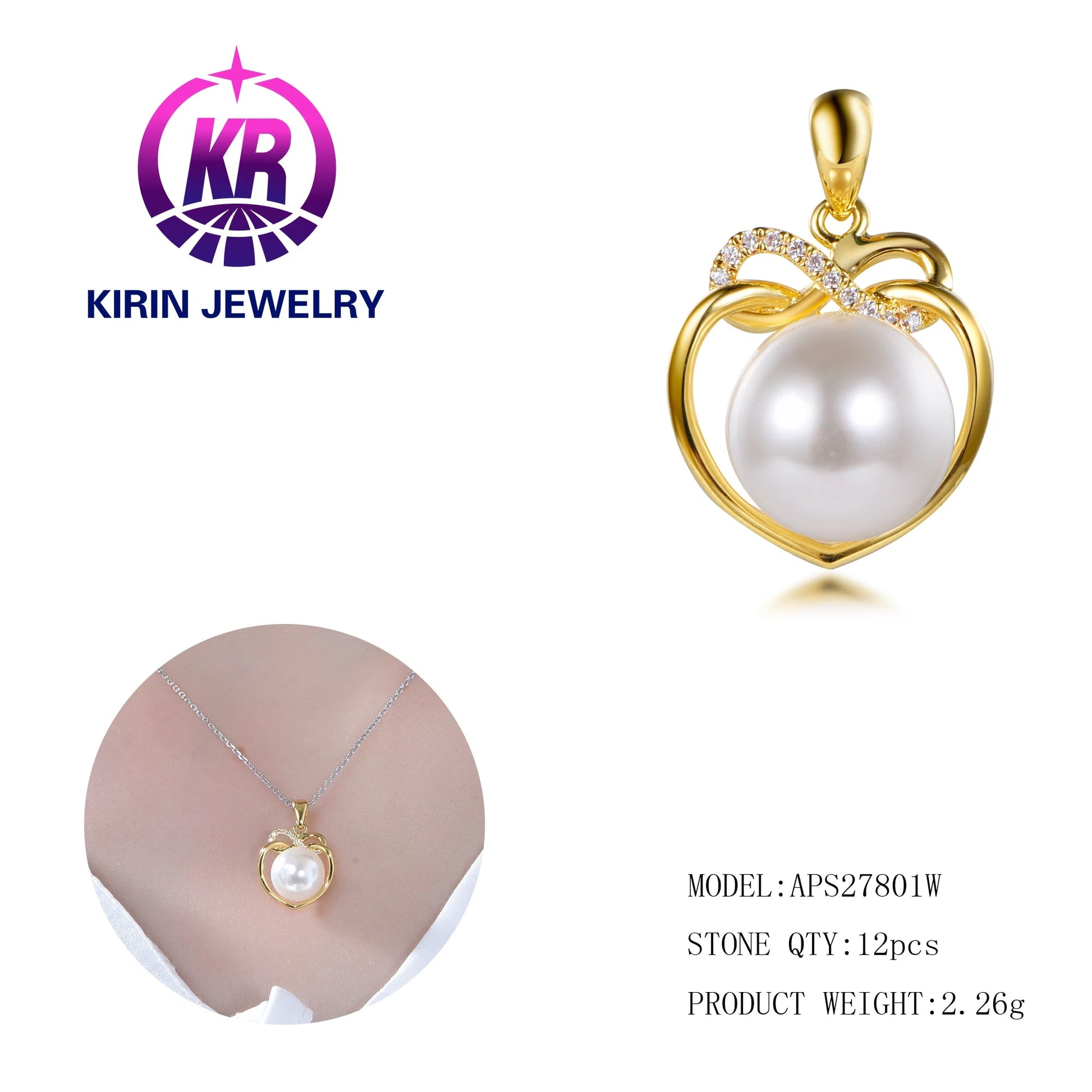 Simple bow Sshell pearl 3A whitecubic zirconia elegant 18K gold plating choker necklace Kirin Jewelry