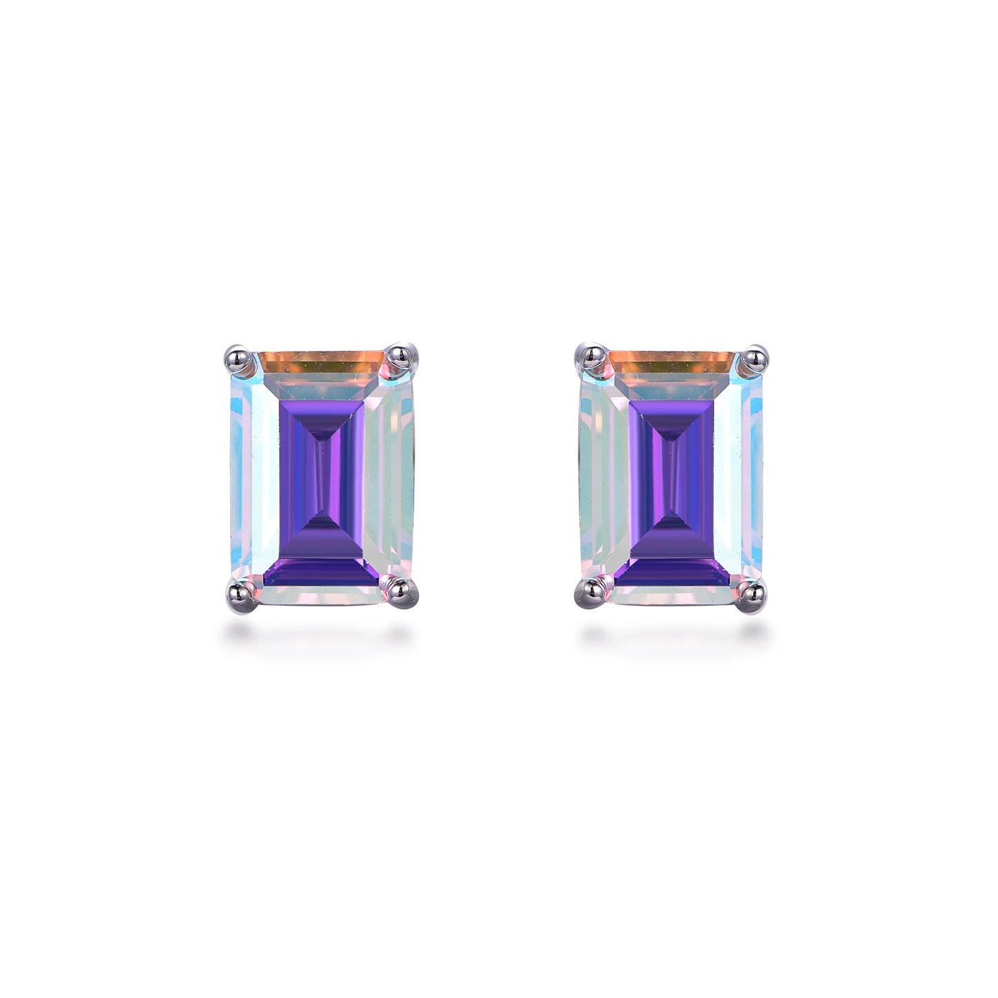 Square Gradient Color 5A CZ 925 Sterling Silver Cubic Zirconia Stud Earrings Kirin Jewelry