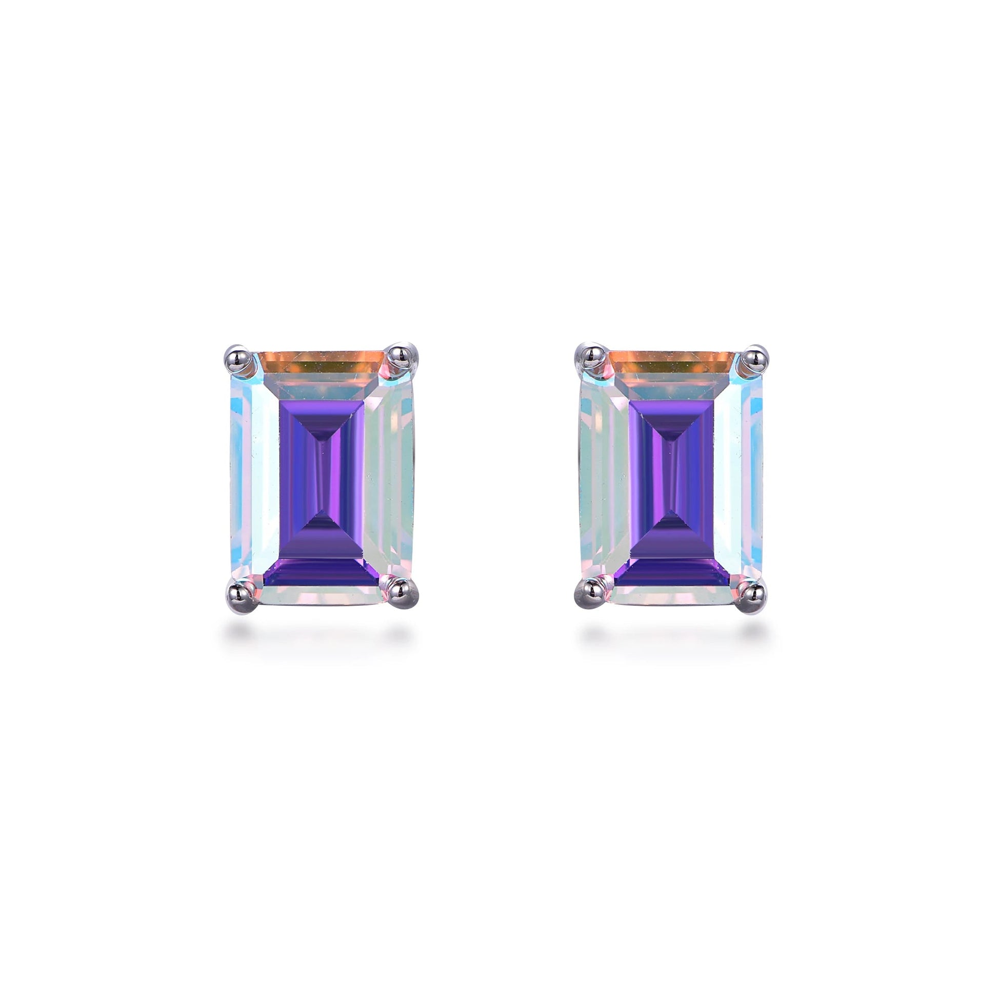 Square Gradient Color 5A CZ 925 Sterling Silver Cubic Zirconia Stud Earrings Kirin Jewelry