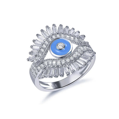Squillare Anillo Bague Anneau Blue Lucky Eye Ring Evil Eye 925 Sterling Silver Ring Set Angel Eye  Promise CZ Rings Fine Jewelry Kirin Jewelry
