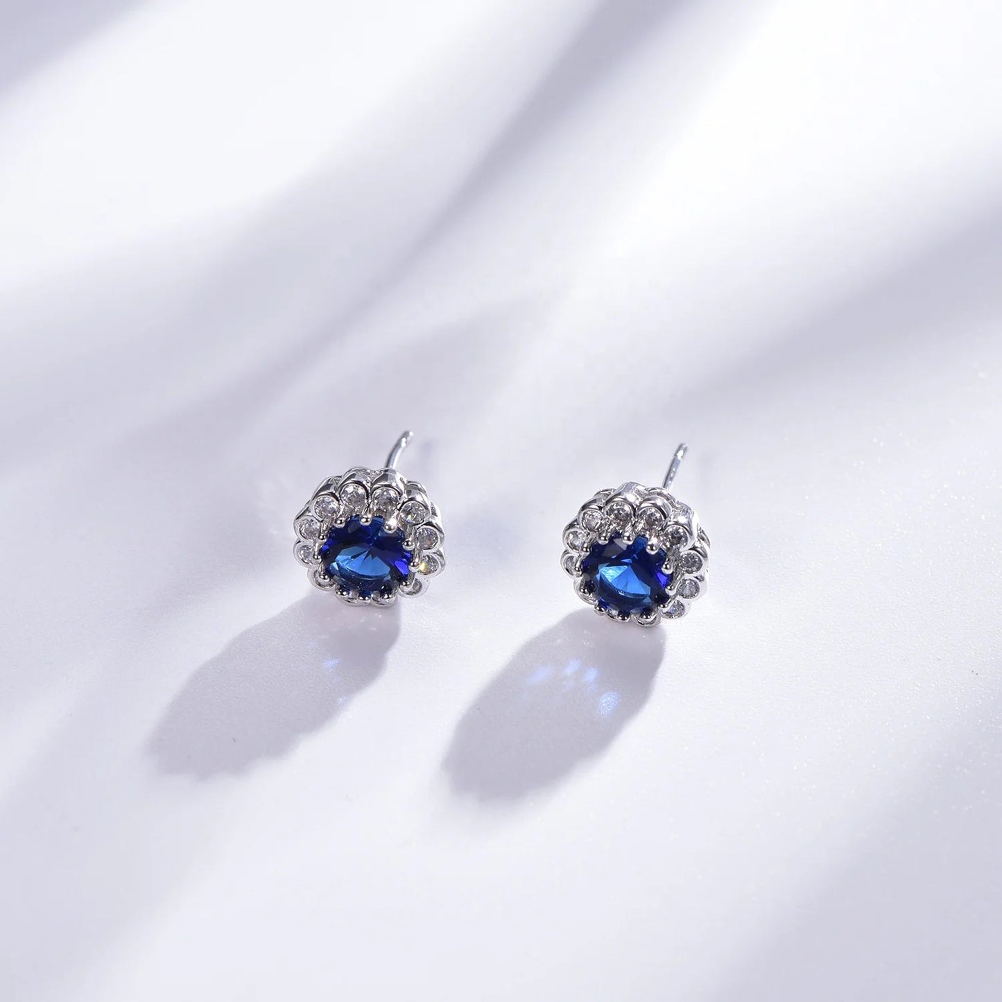 Sterling silver earrings 925 blue crystal earrings AAA cz blue moissanite earrings Kirin Jewelry