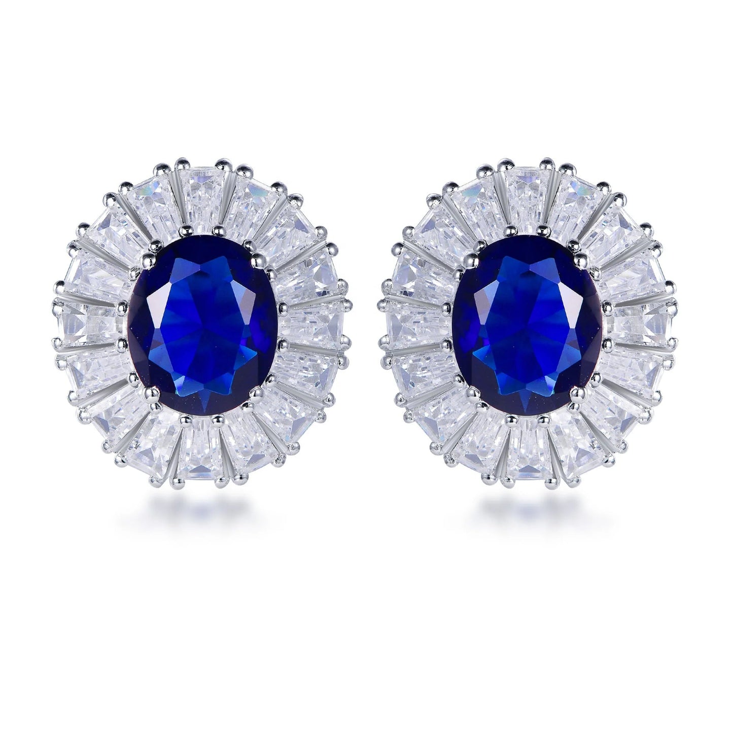 Sterling silver earrings 925 blue stone earrings s925 micro zirconia stud earrings Kirin Jewelry