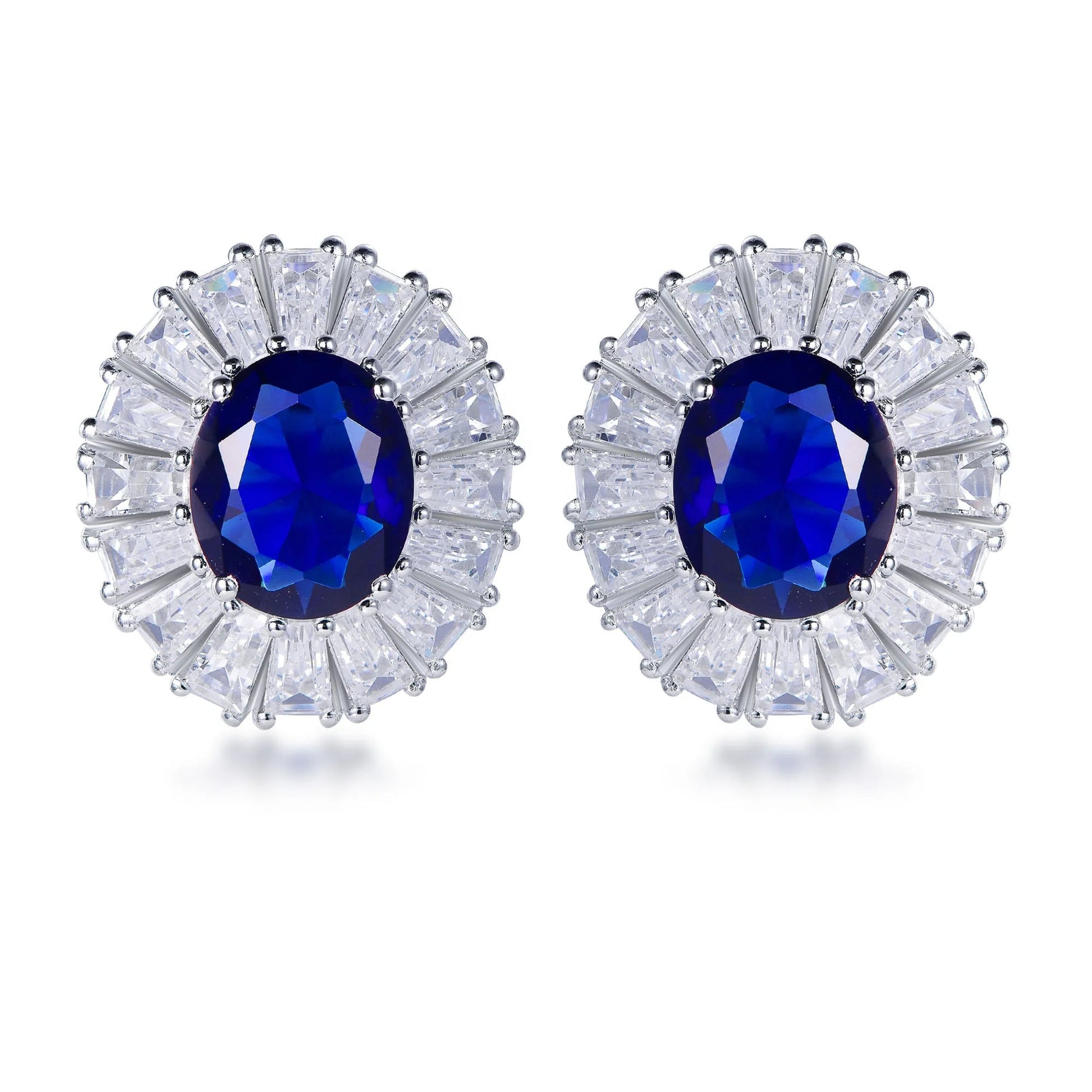 Sterling silver earrings 925 blue stone earrings s925 micro zirconia stud earrings Kirin Jewelry