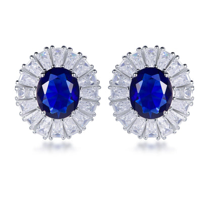 Sterling silver earrings 925 blue stone earrings s925 micro zirconia stud earrings Kirin Jewelry