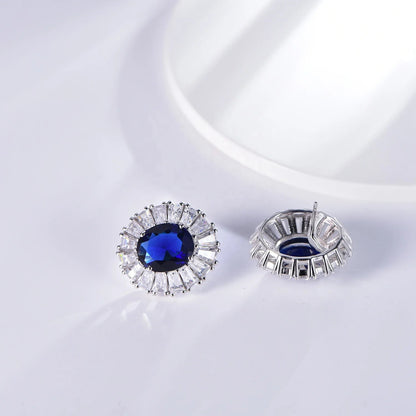 Sterling silver earrings 925 blue stone earrings s925 micro zirconia stud earrings Kirin Jewelry