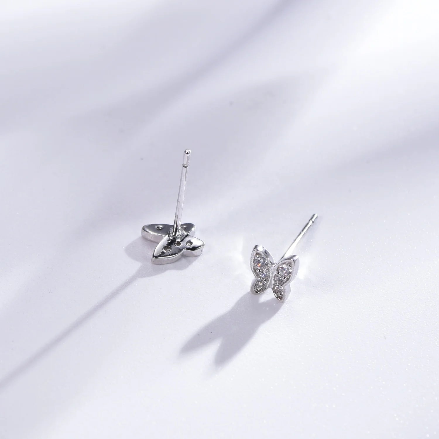 Sterling silver earrings 925 butterfly stud earrings pave CZ butterfly earrings stud Kirin Jewelry