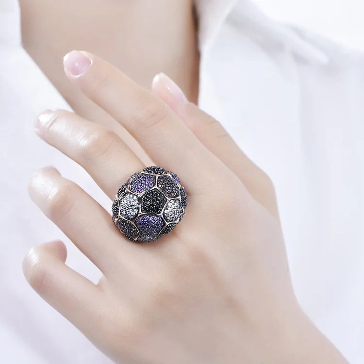 Support Custom Dark Purple Rings CZ Cubic Zircon Invisible Setting Circular Ring Kirin Jewelry