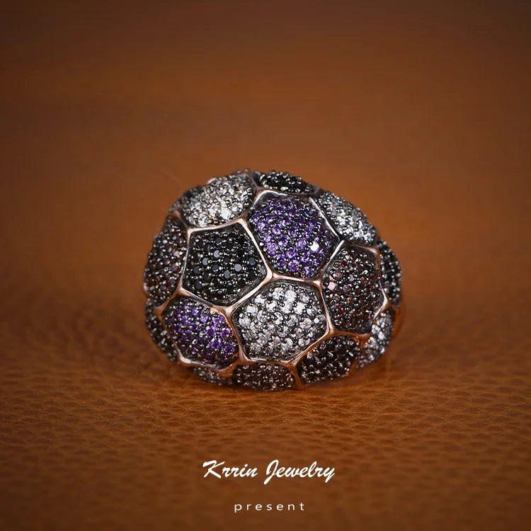 Support Custom Dark Purple Rings CZ Cubic Zircon Invisible Setting Circular Ring Kirin Jewelry