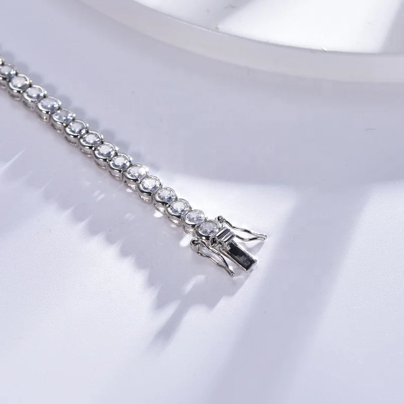 Tennis Chain S925 Sterling Silver Bracelet Women's 3A zircon Jewelry Collection 14K White Gold Full diamond Bracelet Kirin Jewelry