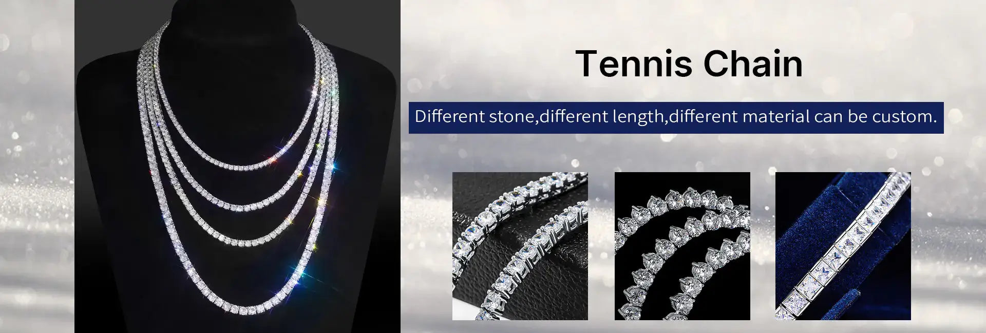 tennis chain different stone different length different material can be custom