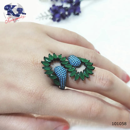 Thailand Green Stones 925 Custom Ring Display Jewelry Wholesale Kirin Jewelry