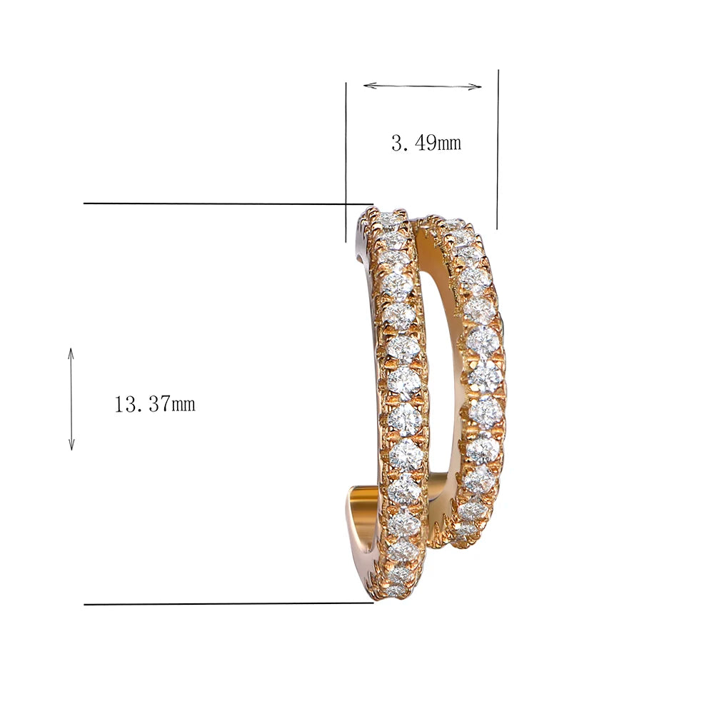 Top Quality 18K Solid Gold Plated Hoop Earrings 925 Sterling Silver Two Layers Zircon Diamond Circle Earrings Kirin Jewelry