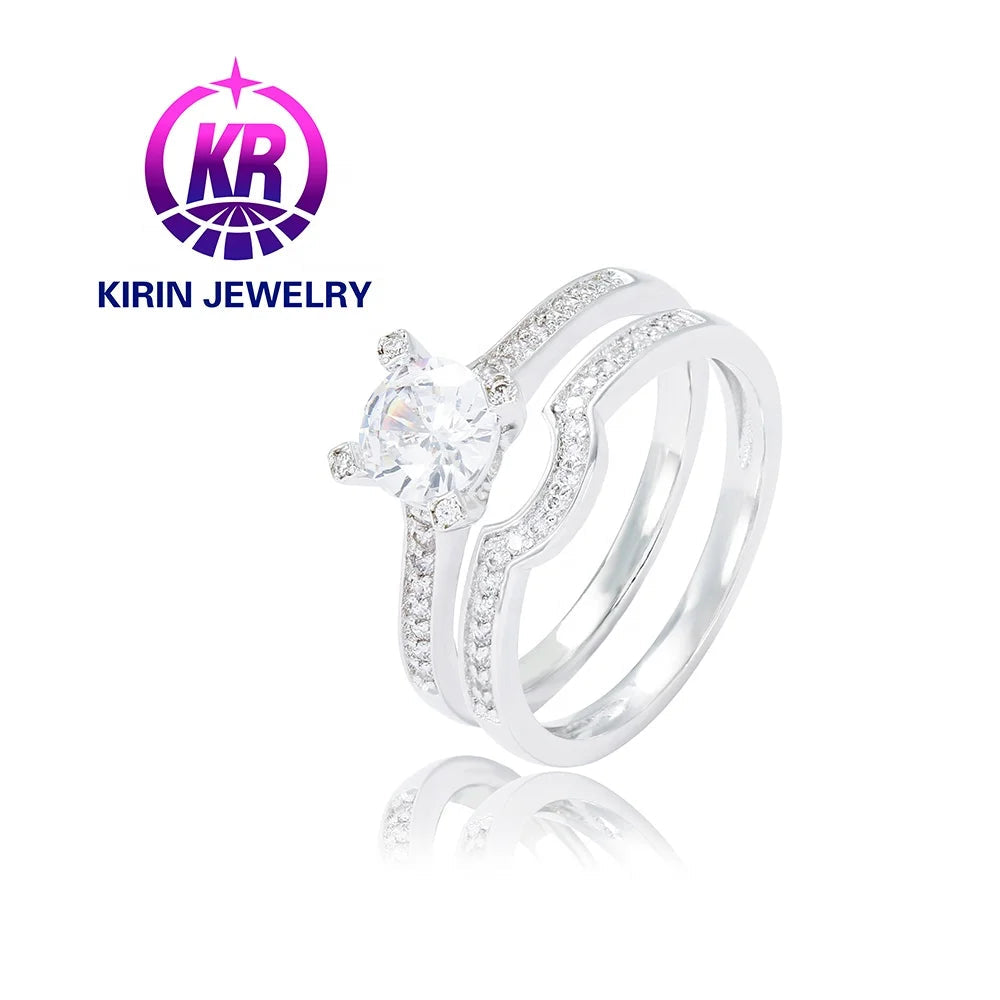 Top-ranking 925 Sterling Silver wedding engagement rings sets rhinestone crystal women finger ring set wedding ring sets women Kirin Jewelry