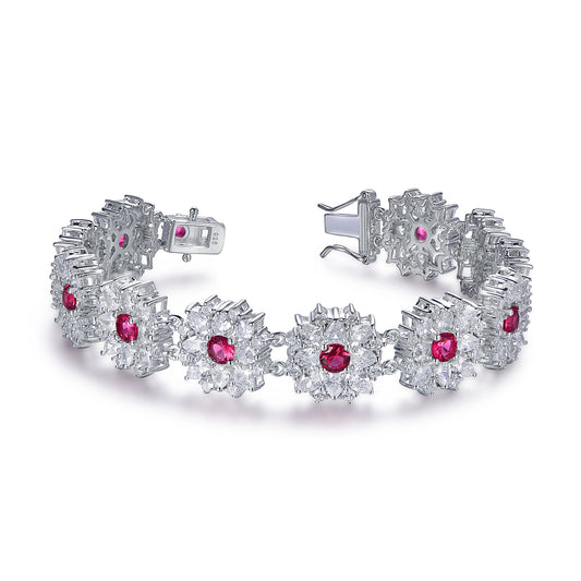 925 sterling silver cubic zirconia round flower bracelet for women