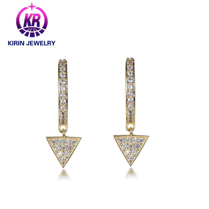 Trendy Fashion Jewelry Moissanite Gold plated Triangle Cut Stud Earrings Popular Custom Studs For Women Kirin Jewelry