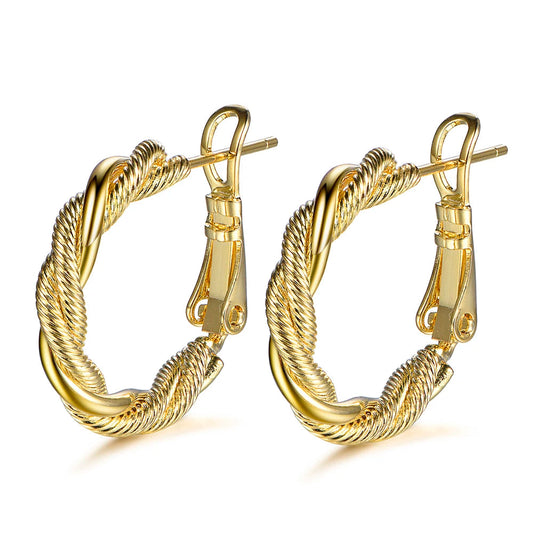 Twisted Hoop Earrings for Women 18K Gold Plated Hypoallergenic Tick Chunky Twisted 18K Gold Hoop Earrings Kirin Jewelry