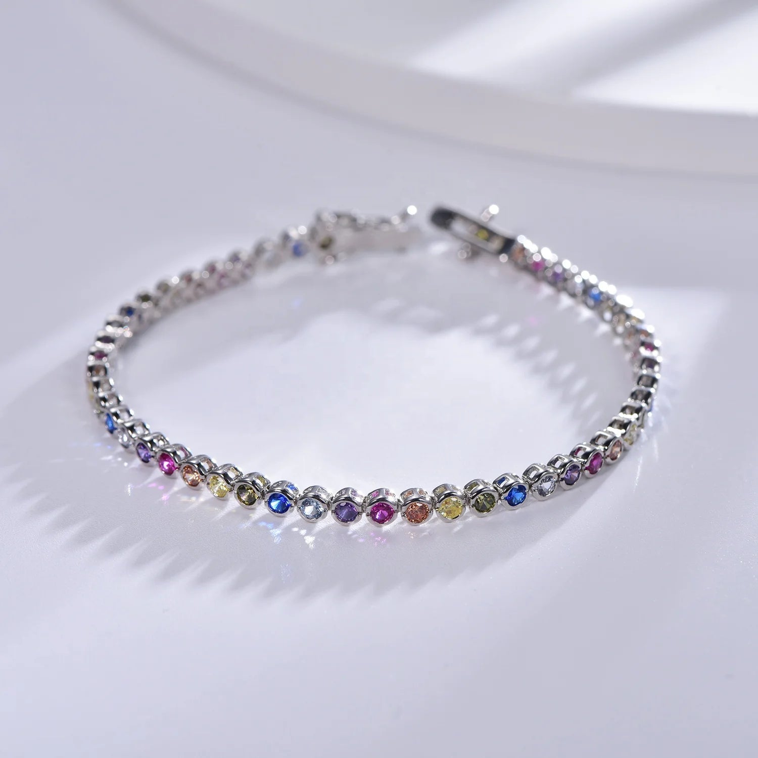 Wedding Jewelry Full Of Diamond 925 Sterling Silver Rainbow Bracelet Filled Crystal Diamond Bracelet Tennis Bracelet Kirin Jewelry