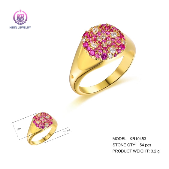 Wedding Ring set 18k gold ring jewelry with gold plating Rose red for jewelry rings women CZ 10453 Kirin Jewelry