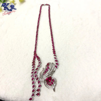 Wholesale 925 sterling silver jewelry fashion red corundum pendant necklace Kirin Jewelry