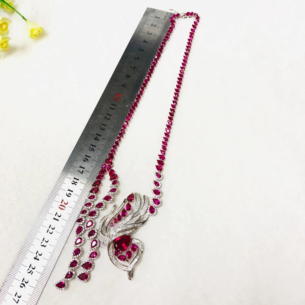 Wholesale 925 sterling silver jewelry fashion red corundum pendant necklace Kirin Jewelry