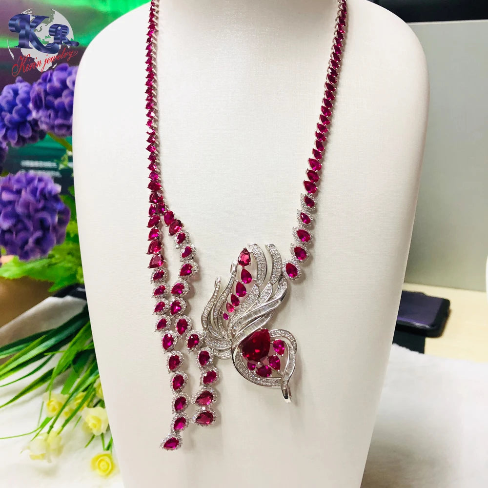 Wholesale 925 sterling silver jewelry fashion red corundum pendant necklace Kirin Jewelry