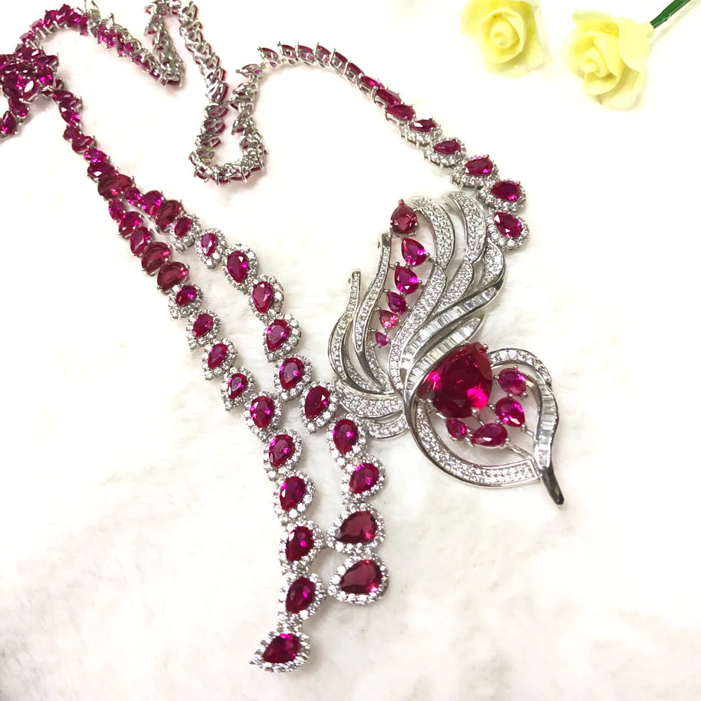 Wholesale 925 sterling silver jewelry fashion red corundum pendant necklace Kirin Jewelry