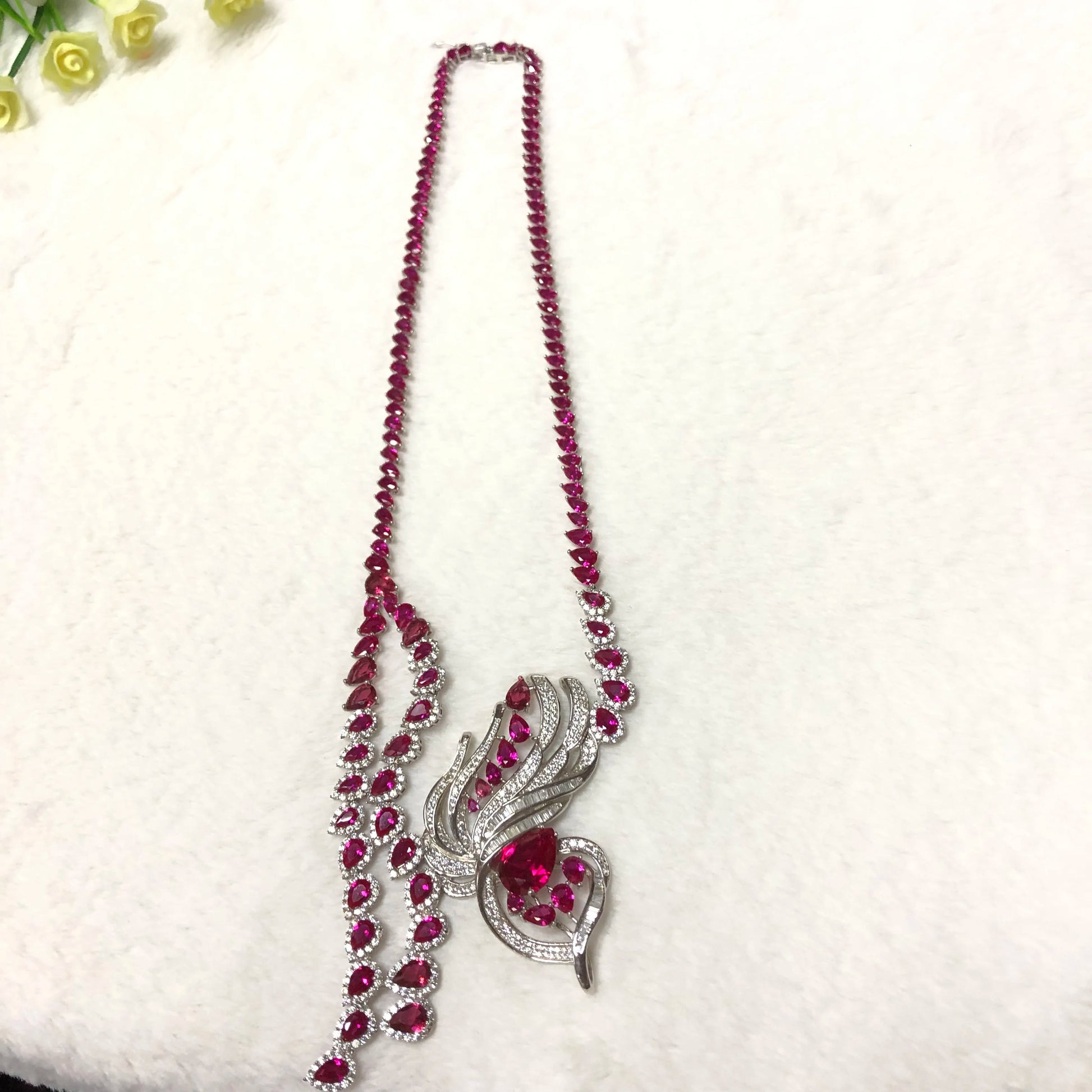 Wholesale 925 sterling silver jewelry fashion red corundum pendant necklace Kirin Jewelry