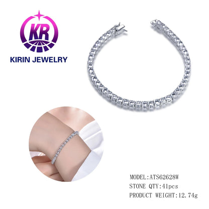 Wholesale Exquisite Full Diamond Fashion Personality 925 Sterling Silver Plated Zircon Bride Wedding bracelet For men and women Kirin Jewelry